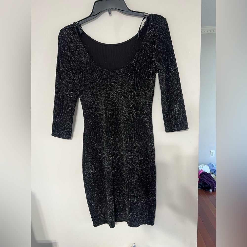 I.N. San Francisco Black Glitter Shimmer Bodycon Dress - M